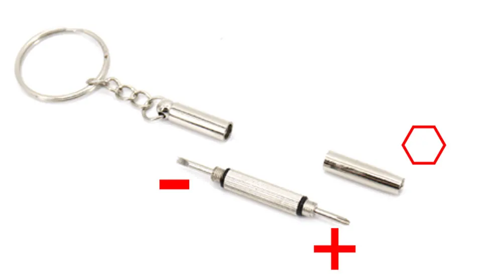 100pcs 3-in-1Multi-Bit Mini Screwdriver Glasses Eyeglass Watch Keychain Repair Tool